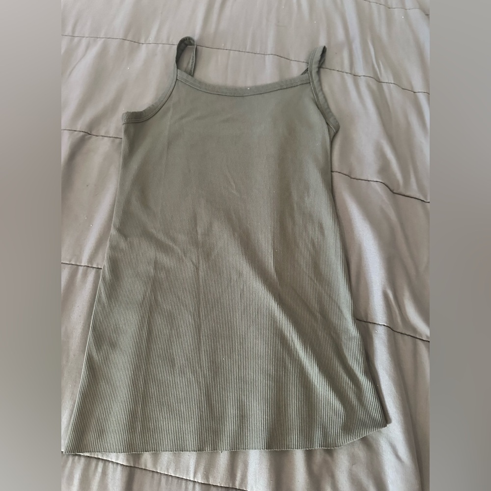 Green Ribbed Tank Top